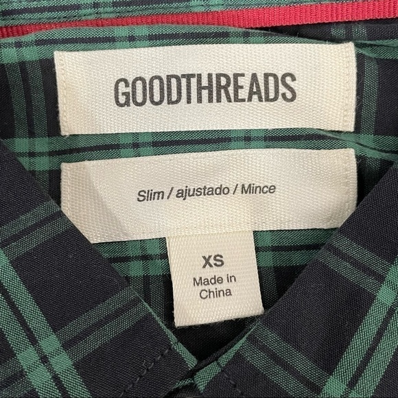 Good Threads green and black plaid button down NWOT XS - Picture 5 of 6